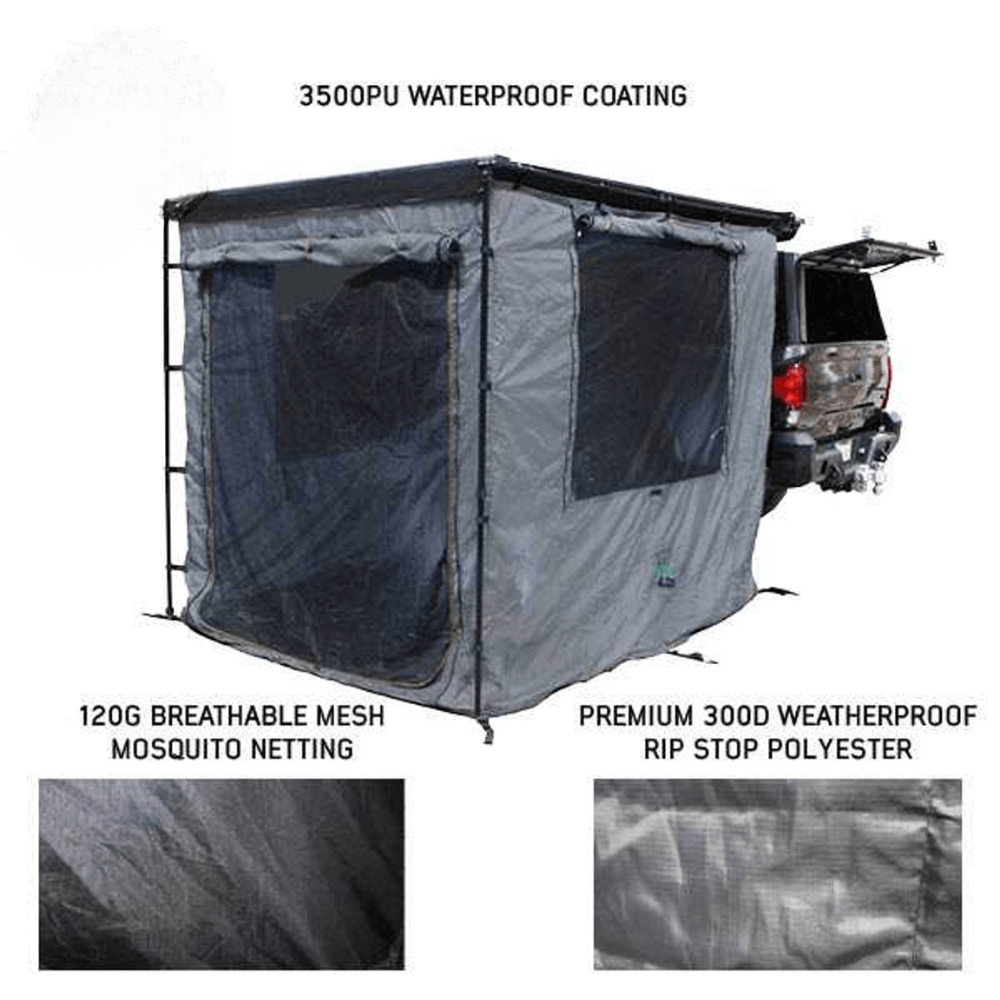 HD Nomadic Awning Room Enclosure, Grey Body, Green Trim (4 Walls & Floor)