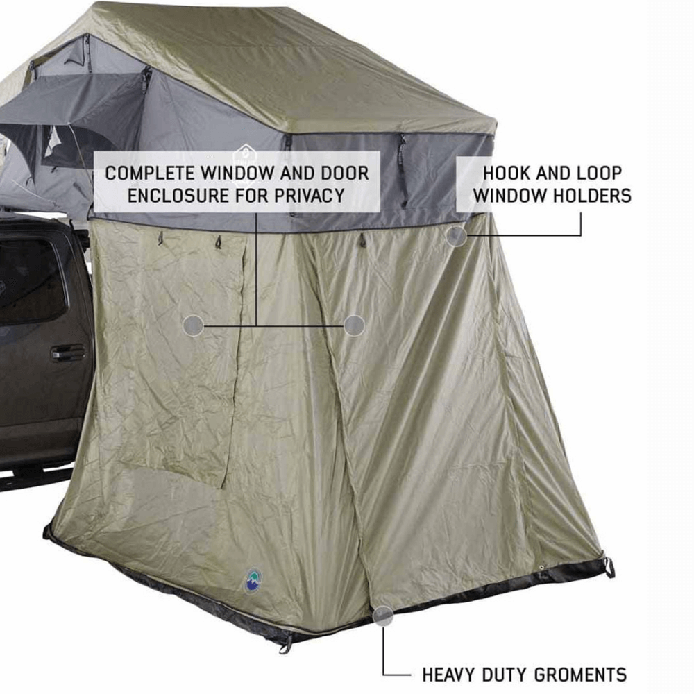 HD Nomadic 2 Roof Top Tent Annex Green Base With Black Floor & Travel Cover