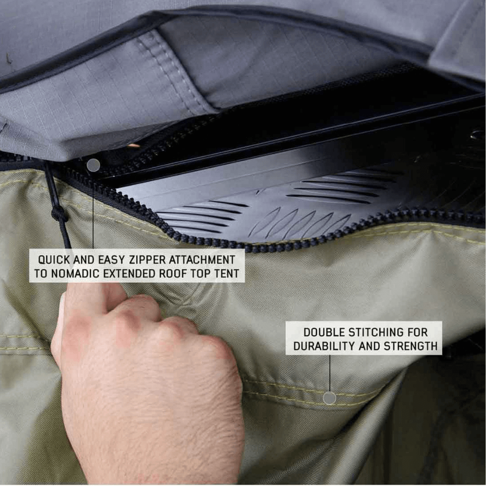 HD Nomadic 2 Roof Top Tent Annex Green Base With Black Floor & Travel Cover