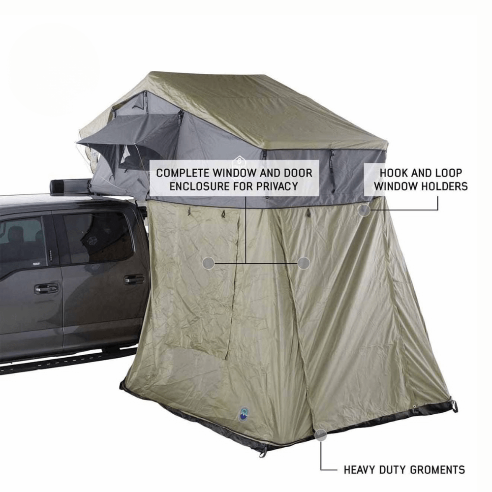 HD Nomadic 3 Roof Top Tent Annex Green Base With Black Floor & Travel Cover