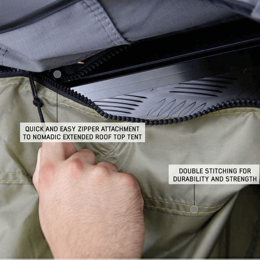 HD Nomadic 3 Roof Top Tent Annex Green Base With Black Floor & Travel Cover