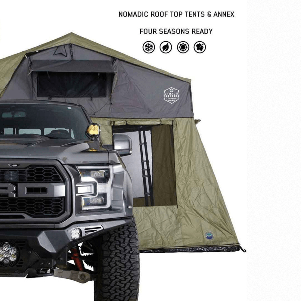 HD Nomadic 3 Roof Top Tent Annex Green Base With Black Floor & Travel Cover