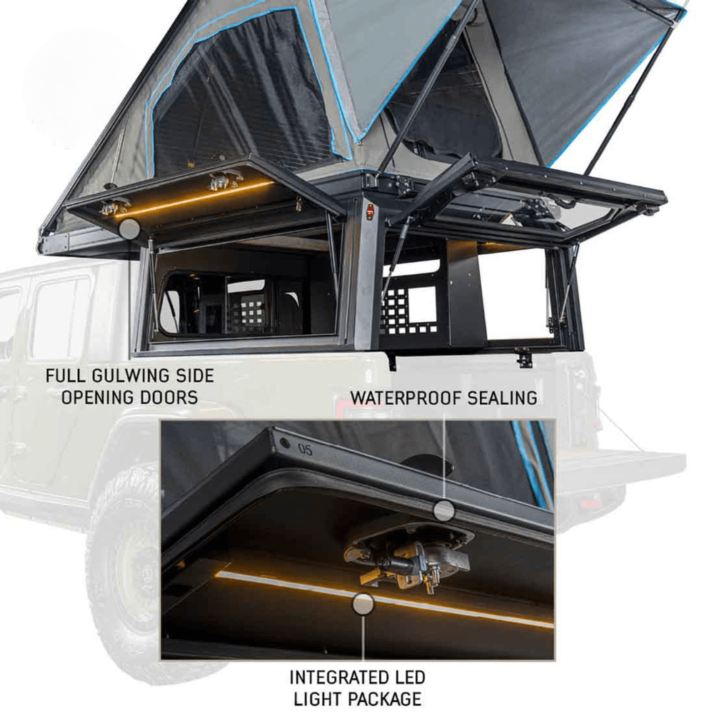 MagPak - Camper Shell/Roof Top Tent Combo with Lights, Rear Molle Panel, Side Tie Downs, Front & Rear Windows