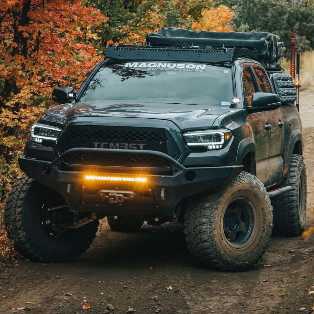 TCMBST TRD Pro-Style LED Headlights | Clear DRL - BLACK Fits 2016-2023 Toyota Tacoma